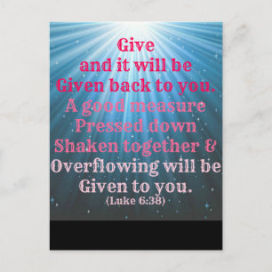 Luke Bible Geef en het zal je worden teruggegeven. Briefkaart