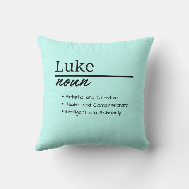 Luke, jongen gepersonaliseerde naam definitie kussen (Achterkant)