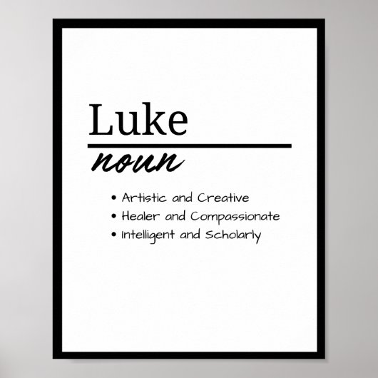 Luke, jongen gepersonaliseerde naam definitie poster (Voorkant)