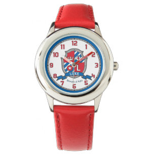 Luke naam betekent letter L kuif rood blauw vogel Horloge