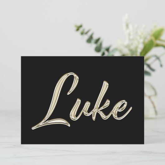 Luke Name white gold Handwriting Karte Kaart (Staand voorkant)