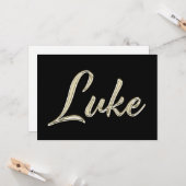 Luke Name white gold Handwriting Karte Kaart (Voorkant / Achterkant in situ)