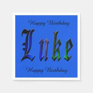 Luke, noem Logo, Blue Paper Birthday Napkins. Servet