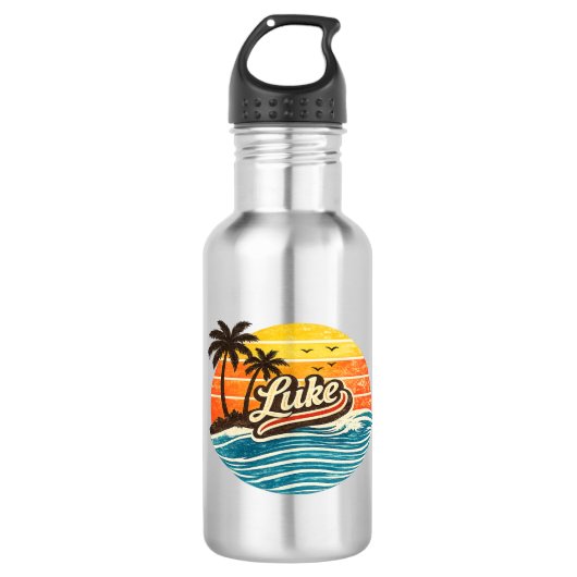 Luke Retro Sunset Naam Design Waterfles (Voorkant)