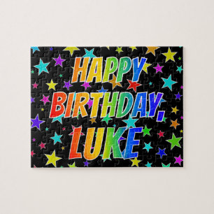 "LUKE" Voornaam, geun "HAPPY BIRTHDAY" Legpuzzel