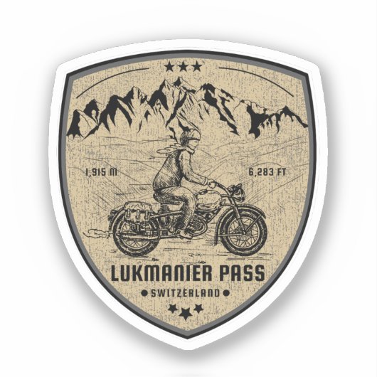 Lukmanier Pass Zwitsers-Alpen motortocht c Sticker (Voorkant)