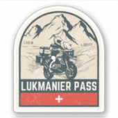 Lukmanierpas Zwitserse Alpen motorfietstocht Sticker (Voorkant)