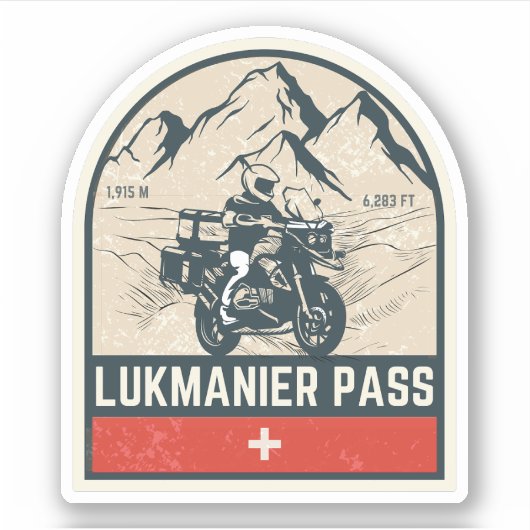 Lukmanierpas Zwitserse Alpen motorfietstocht Sticker (Voorkant)