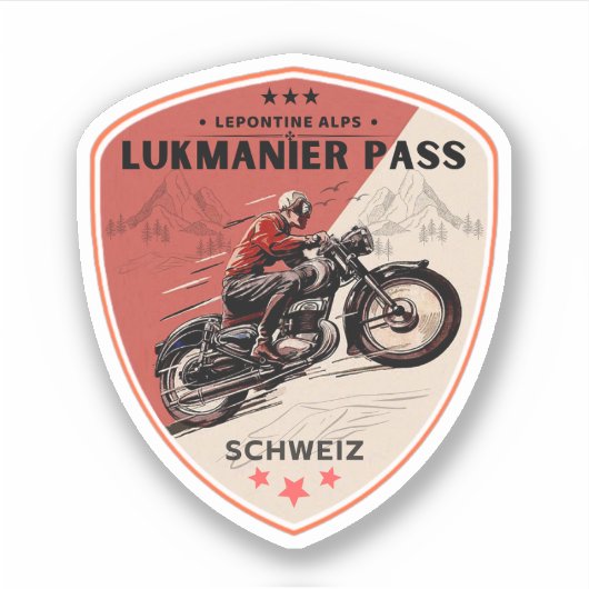Lukmanierpas Zwitserse Alpen motorfietstocht Sticker (Voorkant)