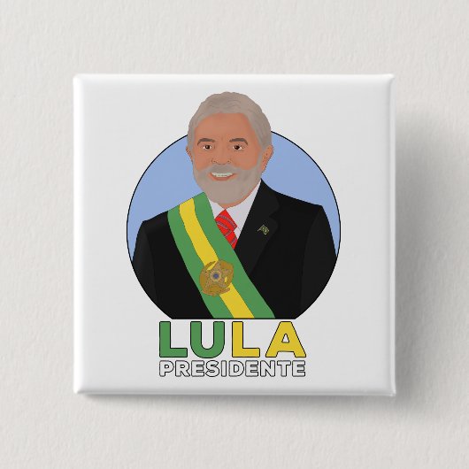 Lula Presidente Vierkante Button 5,1 Cm (Voorkant)