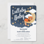Lullaby Baby Red Panda Moon Baby shower per post Kaart (Voorkant)