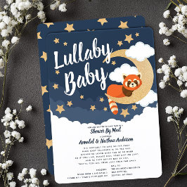 Lullaby Baby Red Panda Moon Baby shower per post Kaart