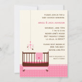 Lullaby Baby shower Invitation roze Kaart (Voorkant)