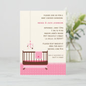 Lullaby Baby shower Invitation roze Kaart (Staand voorkant)
