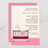 Lullaby Baby shower Invitation roze Kaart (Voorkant / Achterkant)