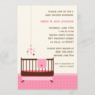 Lullaby Baby shower Invitation roze Kaart
