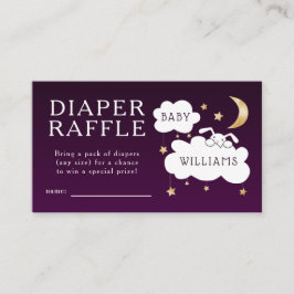 Lullaby Baby shower Paarse Luier Raffle Ticket Informatiekaartje