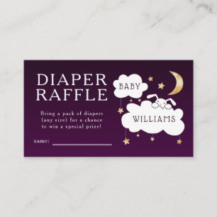 Lullaby Baby shower Paarse Luier Raffle Ticket Informatiekaartje