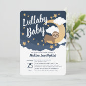 Lullaby Baby Sloth Moon Baby shower Kaart (Staand voorkant)