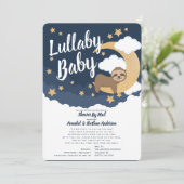 Lullaby Baby Sloth Moon Baby shower per post Kaart (Staand voorkant)