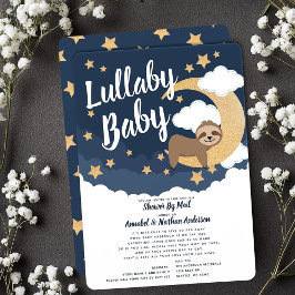 Lullaby Baby Sloth Moon Baby shower per post Kaart