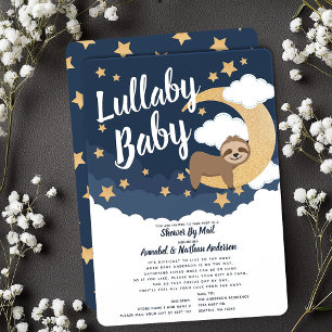 Lullaby Baby Sloth Moon Baby shower per post Kaart