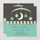 Lullaby Baby Stars en Moon Mobile Invitation Kaart (Voorkant / Achterkant)