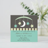 Lullaby Baby Stars en Moon Mobile Invitation Kaart (Staand voorkant)