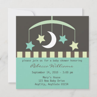 Lullaby Baby Stars en Moon Mobile Invitation Kaart