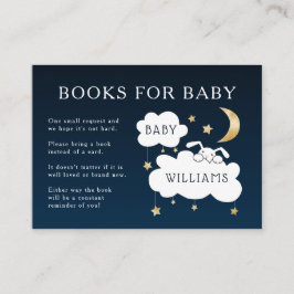 Lullaby Bunny Baby shower Boek Aanvraag Navy Gold Informatiekaartje