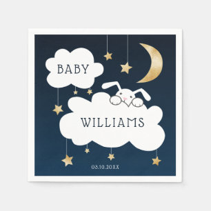 Lullaby Bunny Baby shower Navy Blue Gold Servet