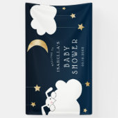 Lullaby Bunny Baby shower Navy Gold Welkom Spandoek (Verticaal)