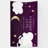 Lullaby Bunny Baby shower Paarse Welkom Spandoek (Verticaal)