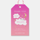 Lullaby Bunny Moon Stars Baby shower Roze Cadeaulabel (Voorkant)