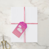 Lullaby Bunny Moon Stars Baby shower Roze Cadeaulabel (Met Touw)