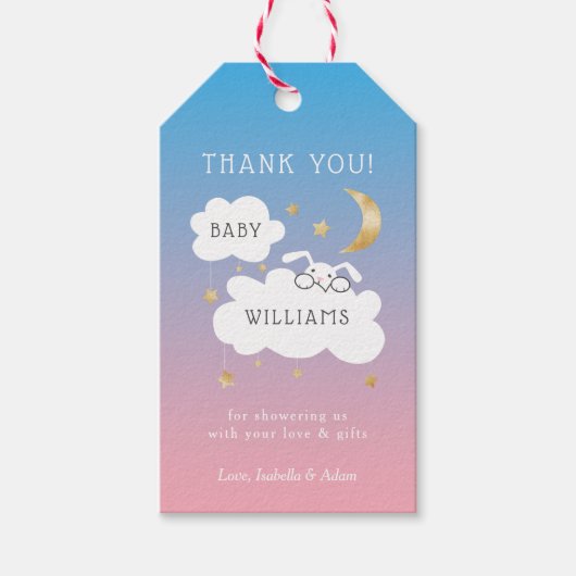 Lullaby Bunny Moon Stars Geslacht Onthullen Partij Cadeaulabel (Voorkant)