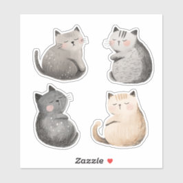 Lullaby katten, schattige waterverf sticker
