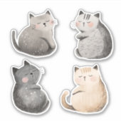 Lullaby katten, schattige waterverf sticker (Voorkant)