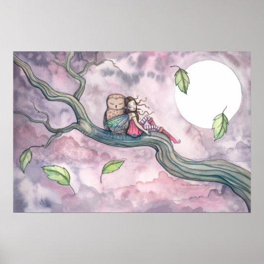 Lullaby on the Wind Faerie and Owl Poster (Voorkant)