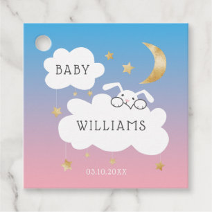 Lullaby thema konijntje roze en blauw Geslacht ont Bedankjes Labels