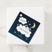 Lullaby Theme Navy Gold Baby shower Bedankjes Labels (In situ)