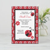 Lullabye Ladybug 5x7 Red Trendy Invitations Kaart (Staand voorkant)