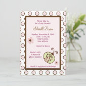 Lullabye Ladybug 5x7 Roze Trendy Invitaties Kaart (Staand voorkant)
