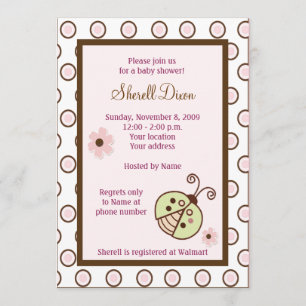 Lullabye Ladybug 5x7 Roze Trendy Invitaties Kaart