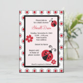 Lullabye Ladybug 5x7 Roze Trendy Invitaties Kaart (Staand voorkant)