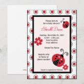 Lullabye Ladybug 5x7 Roze Trendy Invitaties Kaart (Voorkant / Achterkant)