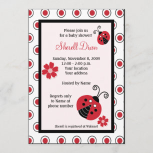 Lullabye Ladybug 5x7 Roze Trendy Invitaties Kaart