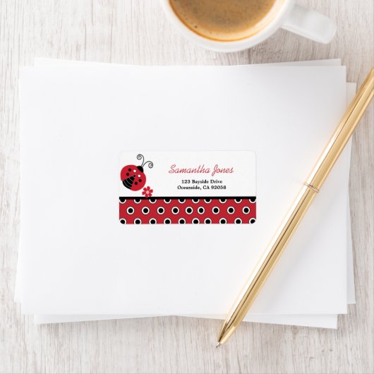 Lullabye Ladybug Trendy Red Dot Adreslabel Etiket (Insitu)