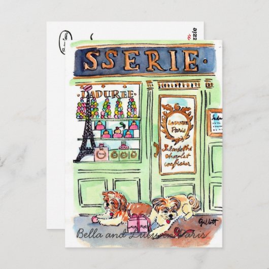 Lulu & Bella gaan naar het briefkaart van Parijs (Voorkant / Achterkant)