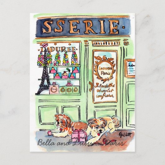 Lulu & Bella gaan naar het briefkaart van Parijs (Voorkant)